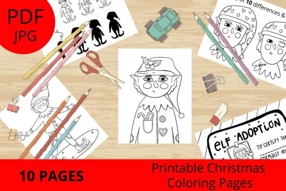 Elf 10 Coloring Pages with Simple Games: A Fun and Creative Activity Set