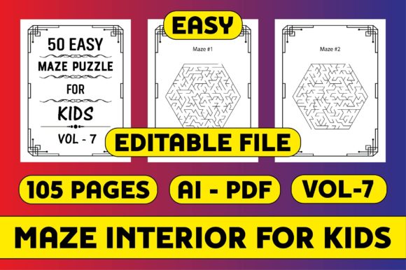 Engaging and Educational: 50 Maze Puzzle Interior for Kids Vol-7