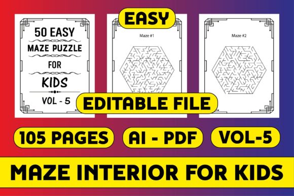 Engaging Young Minds with 50 Maze Puzzle Interior for Kids Vol-5