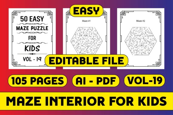 Explore 50 Maze Puzzle Interior for Kids Vol-19