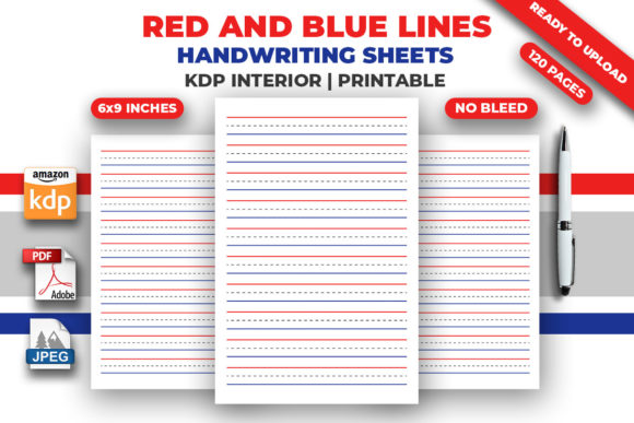 Maximize Your Handwriting Practice with Red and Blue Lines Handwriting Sheets