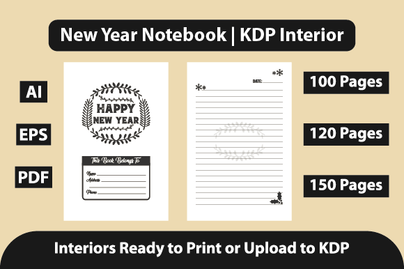 New Year Lined Notebook - KDP Interior: A Perfect Addition to Your 2024 Goals