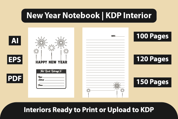 Stylish KDP Interior Notebook for New Year