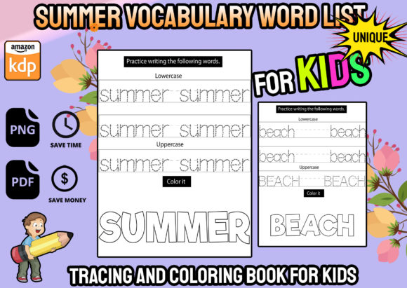 Summer Vocabulary Word List Tracing Book